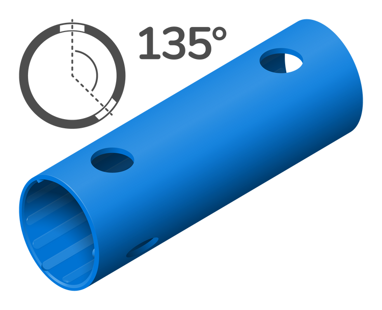 Rohr 15 cm 135° (3 Löcher)